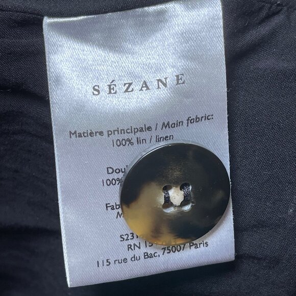 Sezane Gabby Dress in black linen, size 40, US 8 - Picture 8 of 10